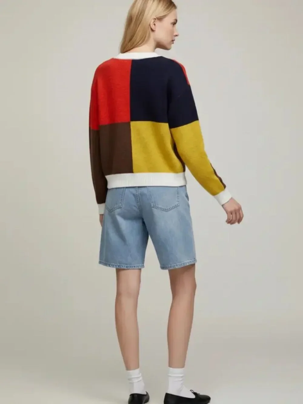 Color Block Horse Knit Sweater NEW